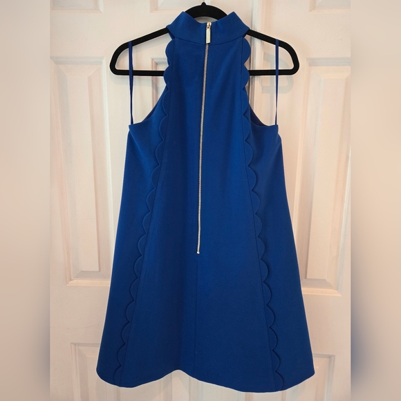 Ted Baker Torrii Halter Neck Scallop Mini Dress Cobalt Blue Size 2 (Fits Like 6) - Picture 4 of 6